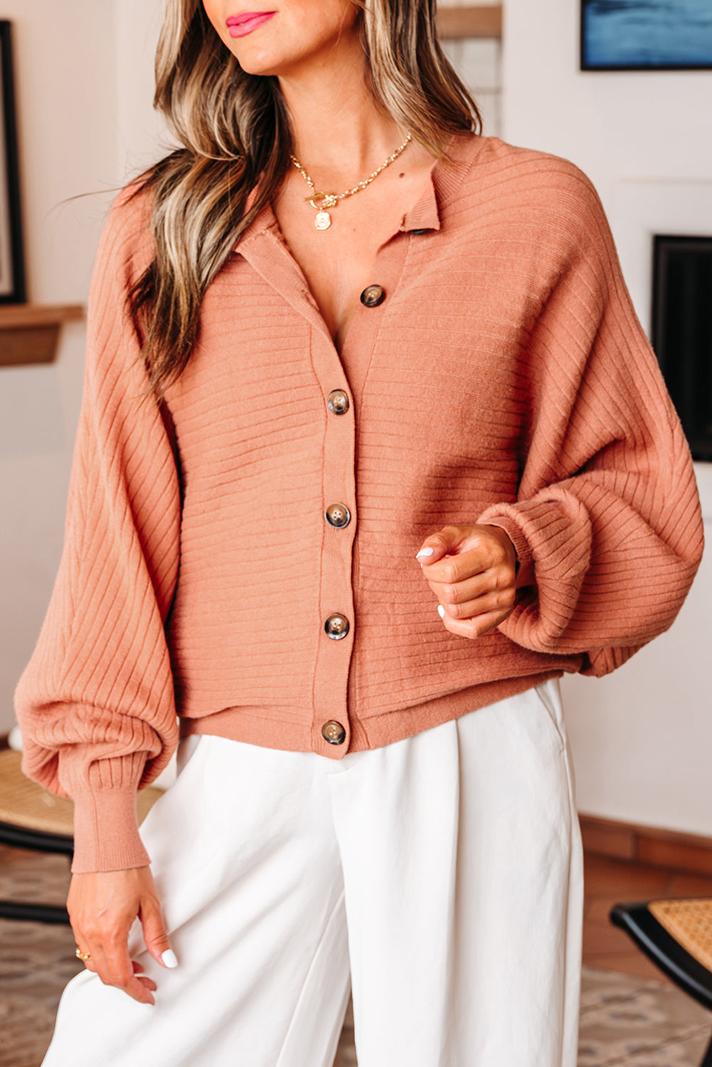 Parker Button Front Dolman Sleeve Sweater Cardigan-4