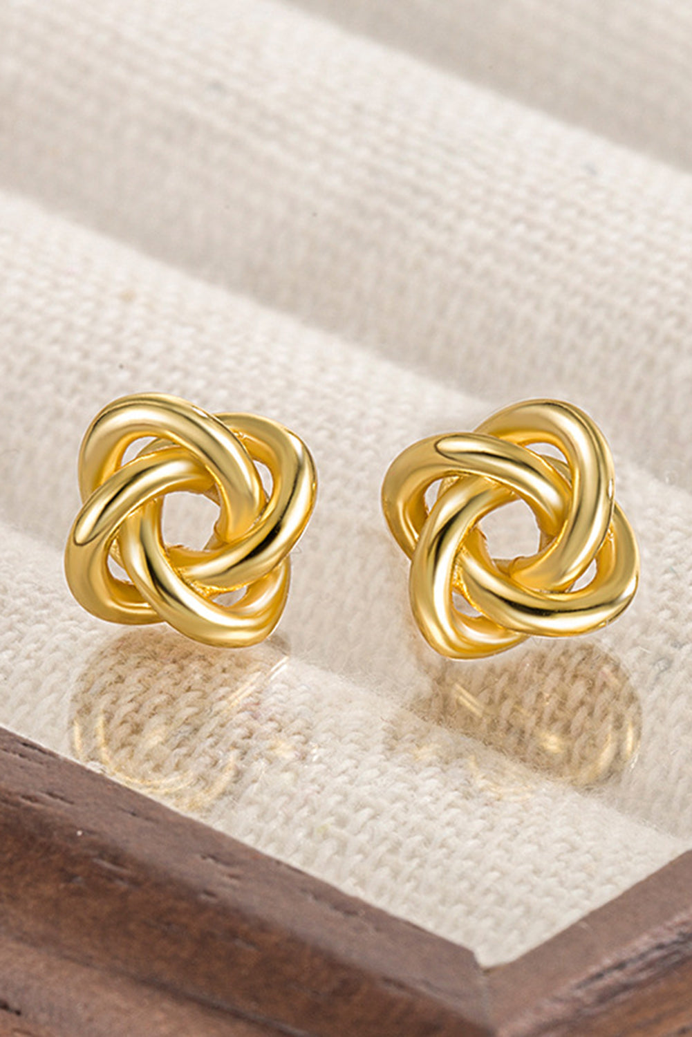 Gold Knotted Stud Earrings-1