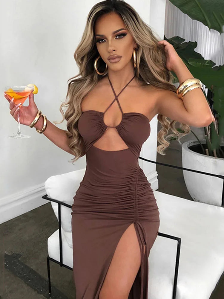 Cut-Out Halter Maxi Dress – Party & Evening Wear