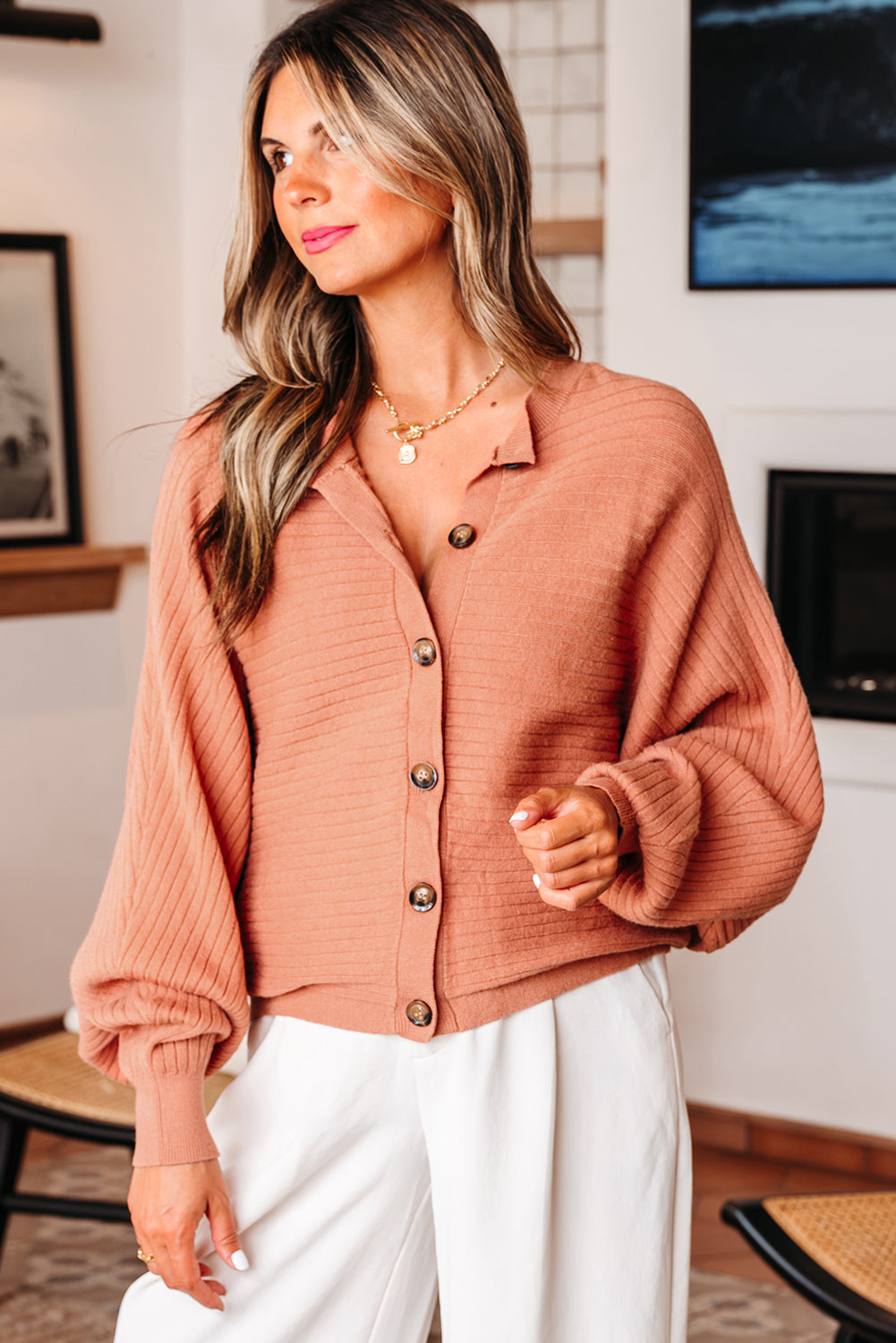 Parker Button Front Dolman Sleeve Sweater Cardigan-2