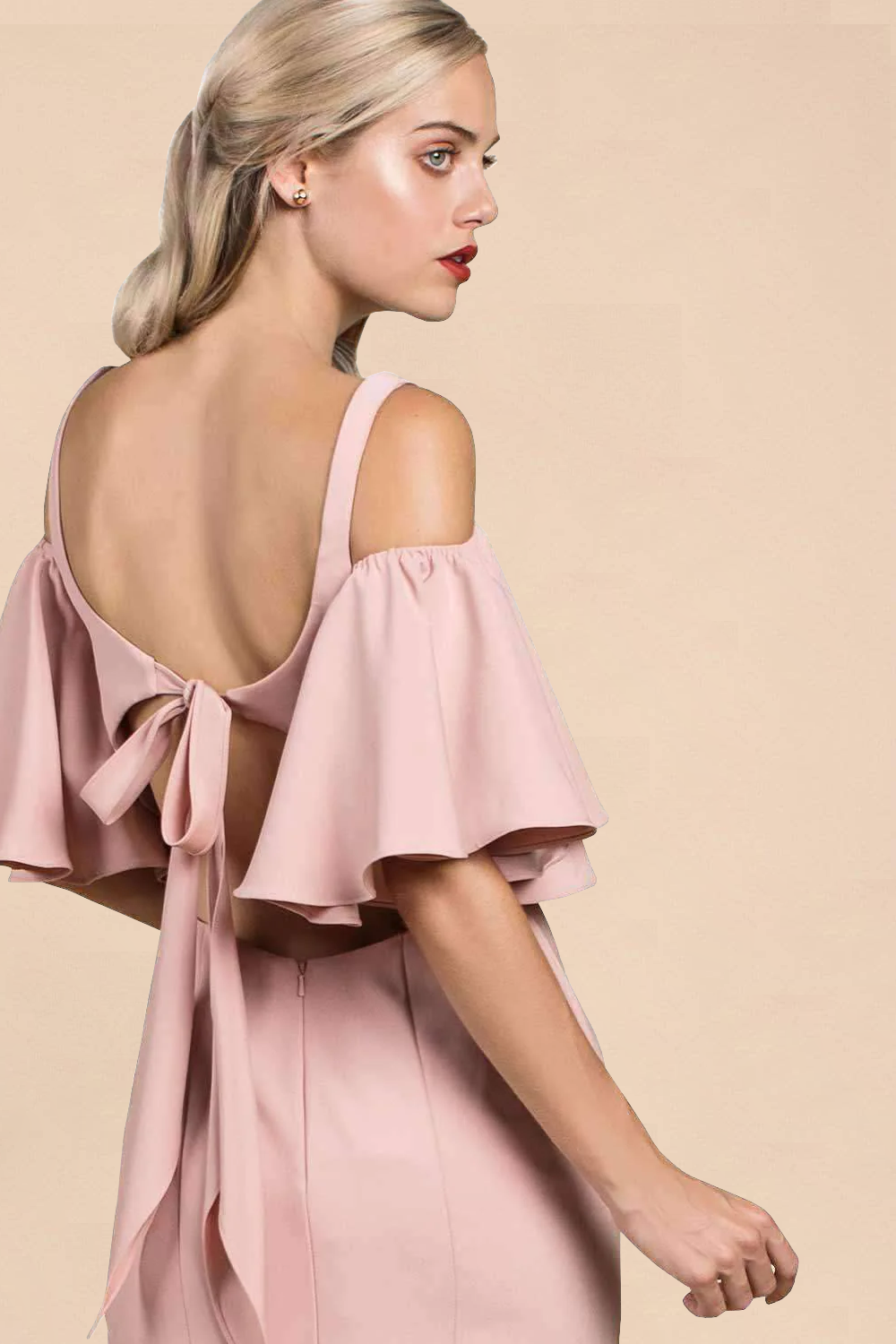 Elegant Square Neckline Mermaid Evening Gown with Flutter Sleeves
