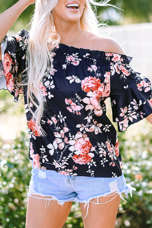 🌸 Savanna Blossoms Off-Shoulder Ruffle Blouse 🌸