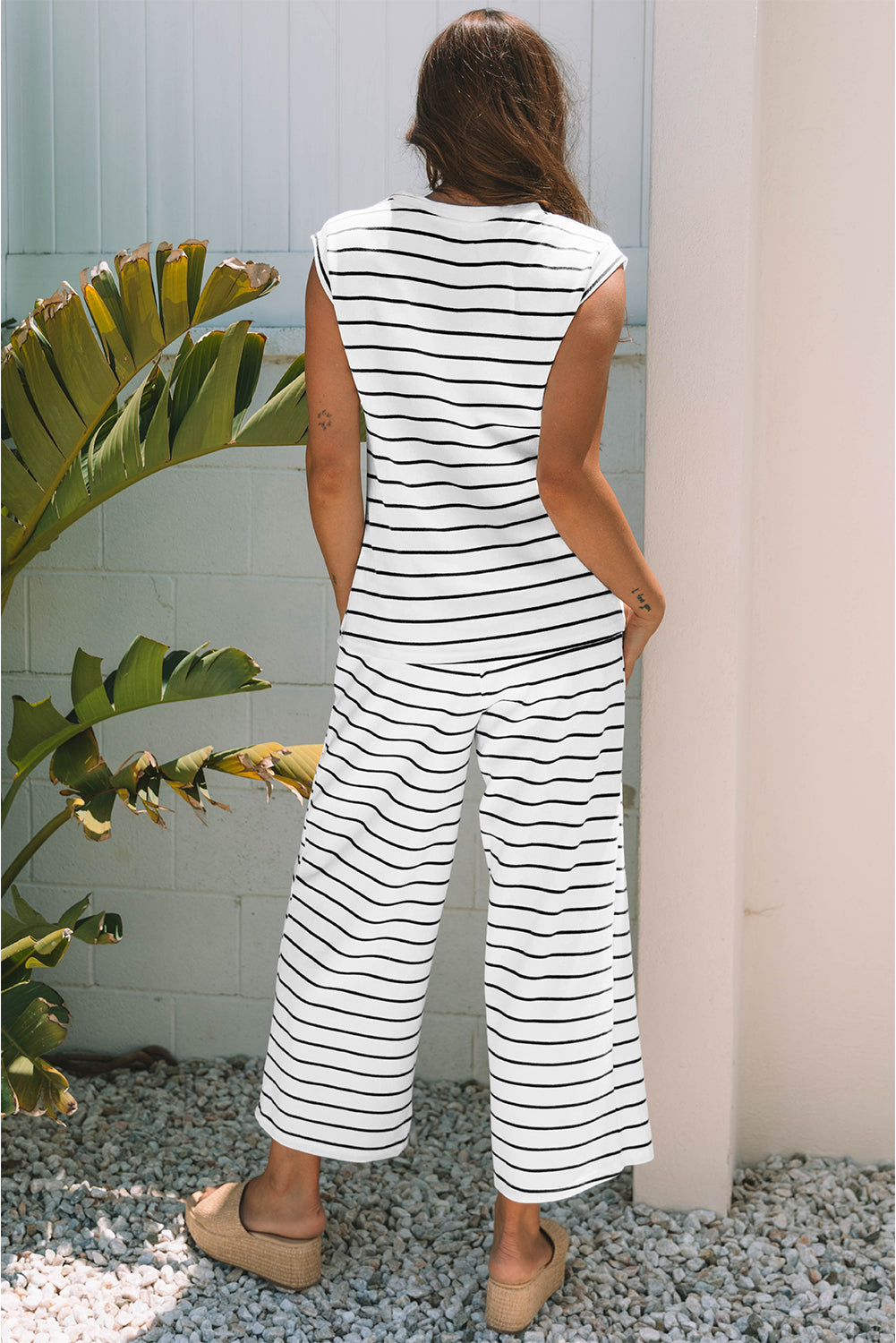 Avery Stripe Casual Wide Leg 2pcs-1