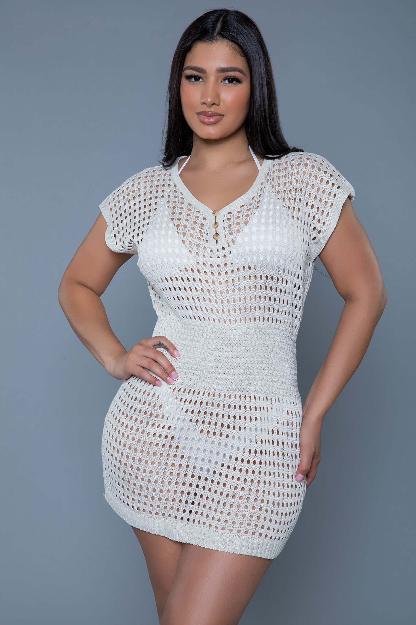 Sophie Crochet Button-Up Mini Dress