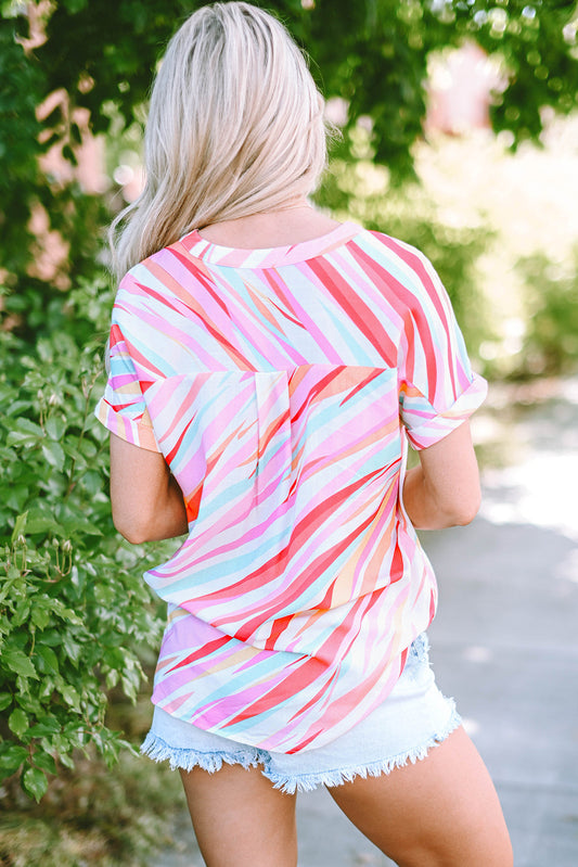 Cali Abstract Short Sleeve Blouse-1