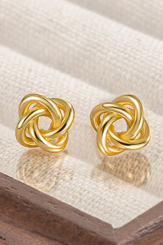 Gold Knotted Stud Earrings-1