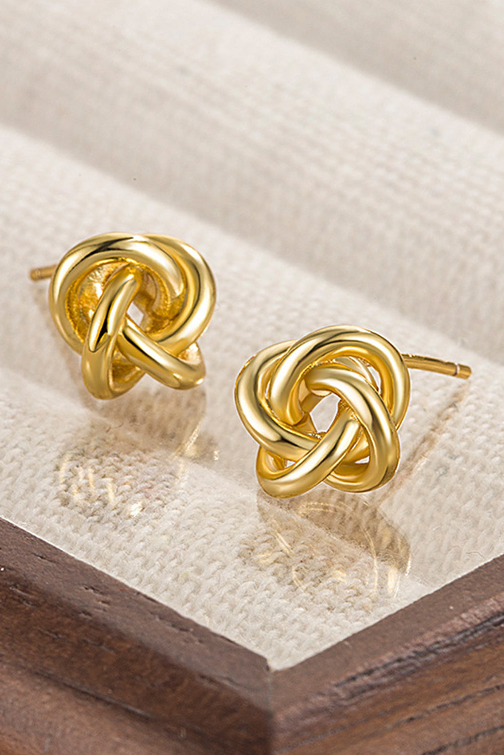 Gold Knotted Stud Earrings-2