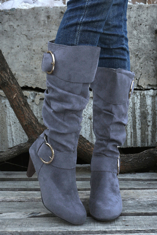 Kennedy Dual Buckle Strap Side Zip Boots-0