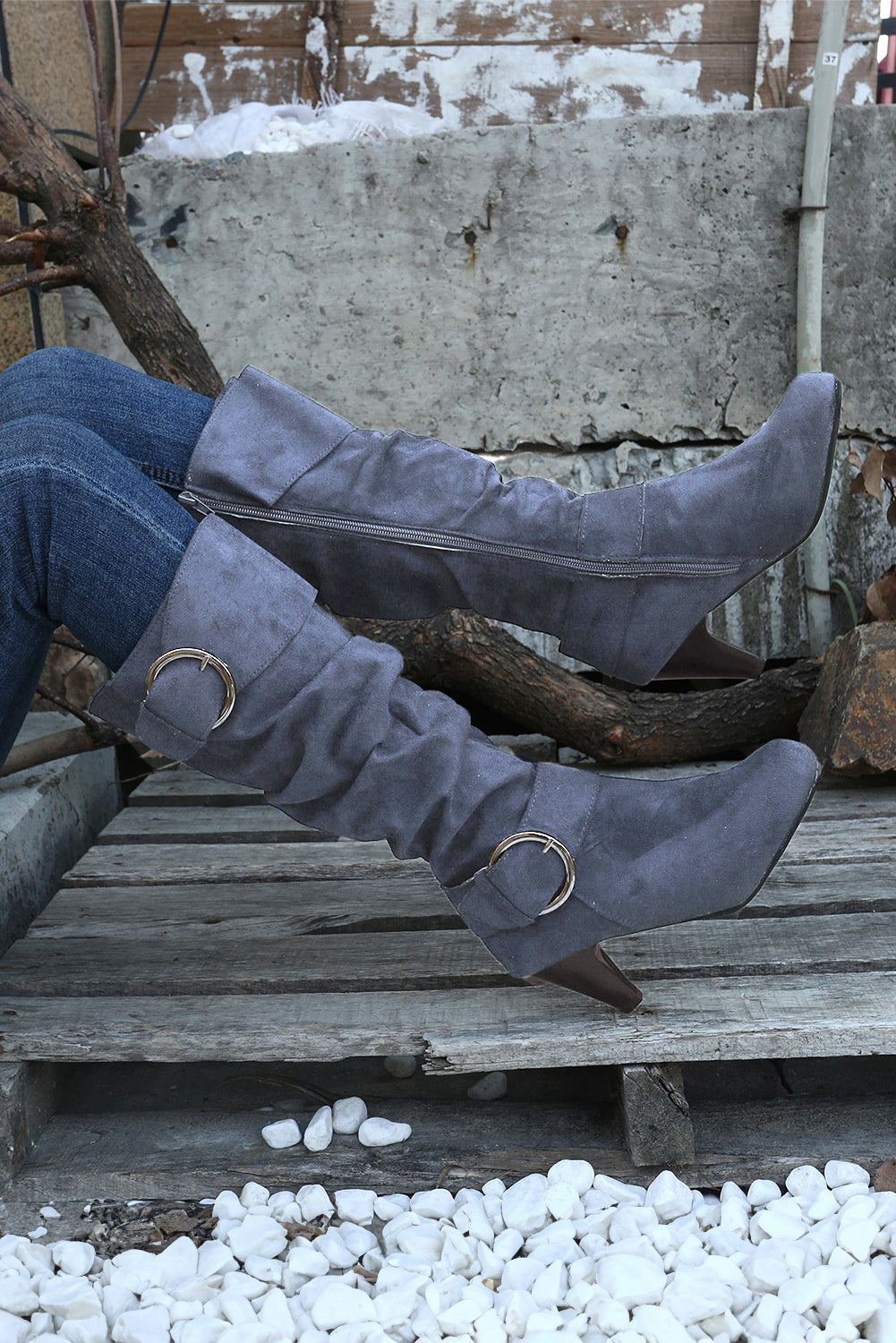 Kennedy Dual Buckle Strap Side Zip Boots-1