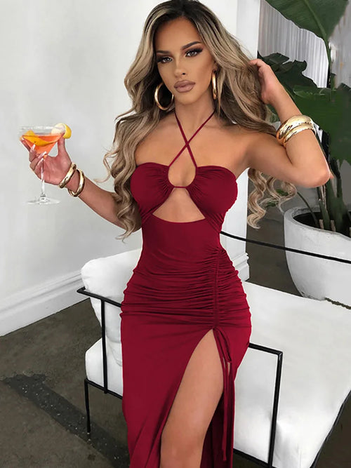 Cut-Out Halter Maxi Dress – Party & Evening Wear