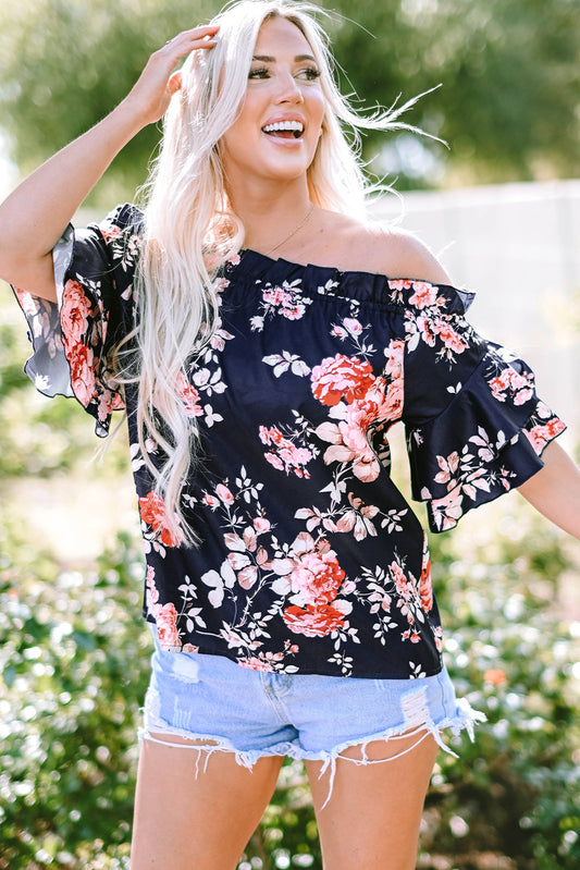 🌸 Savanna Blossoms Off-Shoulder Ruffle Blouse 🌸