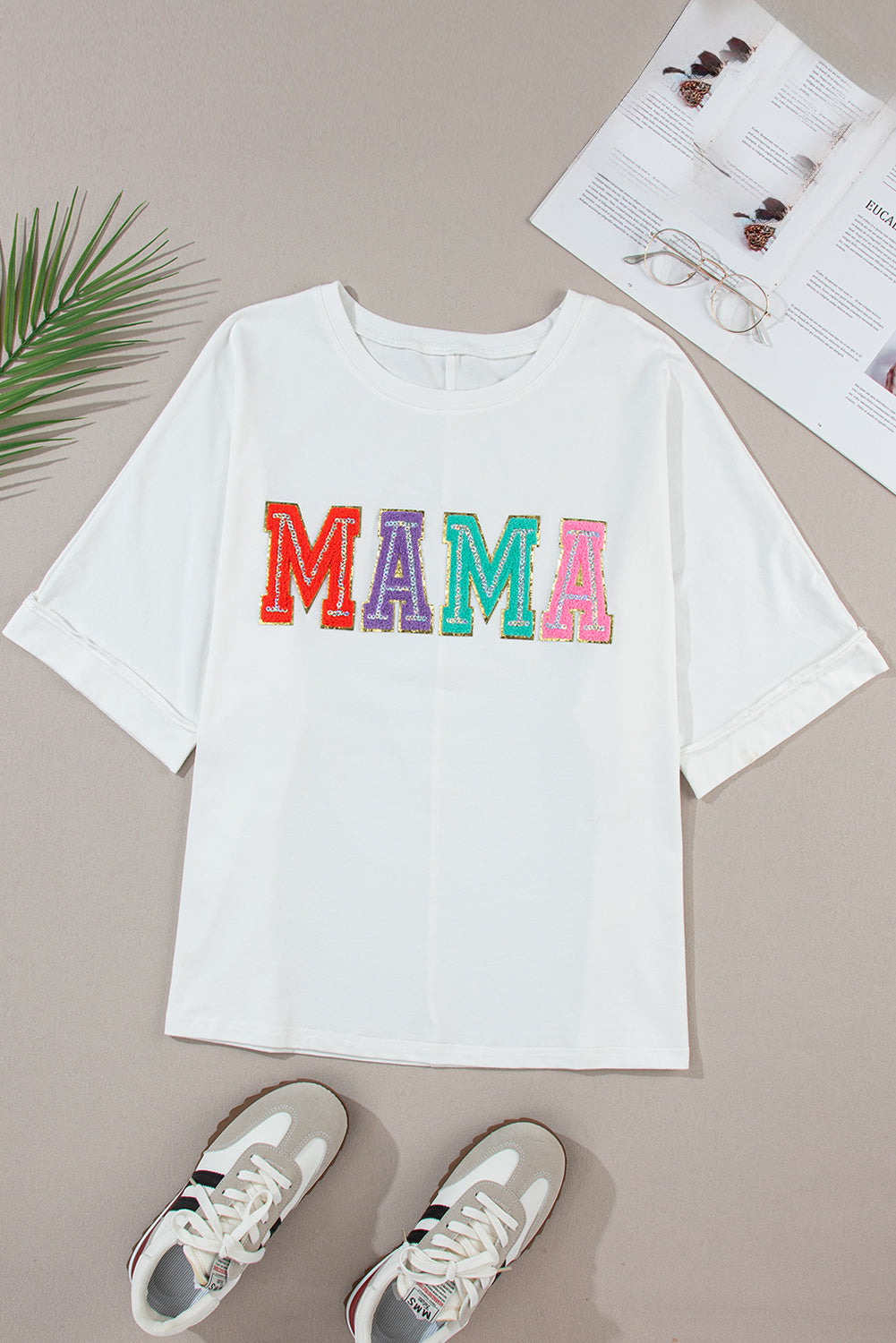 MAMA Chenille Patched Crew Neck Top-4
