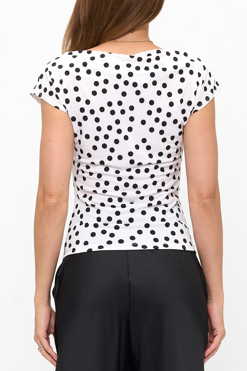⚪⚫ Asymmetric Neck Polka Dot Top ⚫⚪